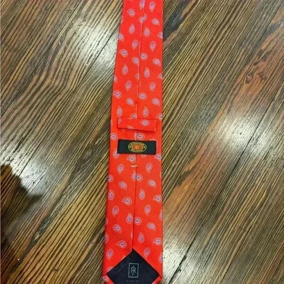 Robert Jensen Hand Sewn 100% Silk Men’s Designer Neck Tie Made In Italy Red - Picture 6 of 7